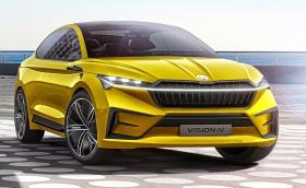 И Skoda яхна електрическата вълна с жълтото пате Vision iV