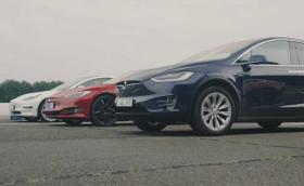 Моментът на истината: Model S срещу Model 3 и Model X на драг. Видео