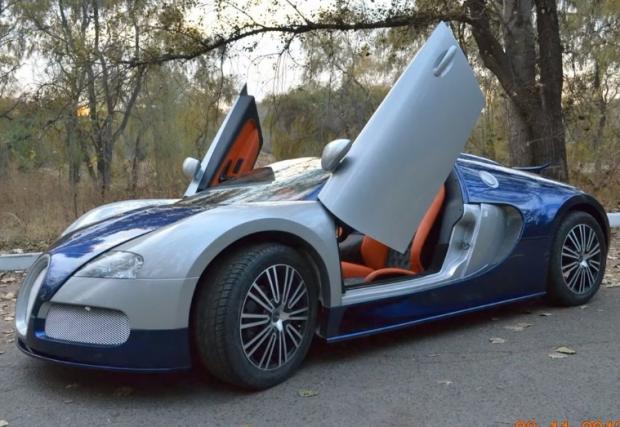 Bugatti Veyron правено в Казахстан. Моторът е 500-кубиков, а колата е за деца. Мега играчката! Видео